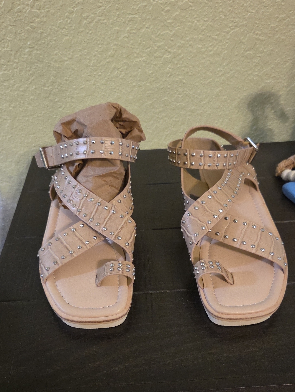 Donald J. Pliner Studded Strappy Sandals in Nude Pink